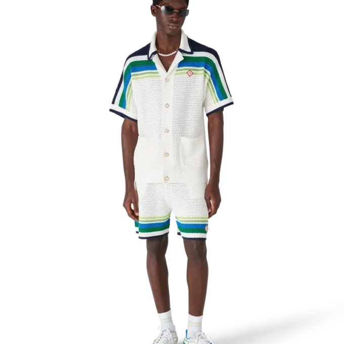 Stripe Short Sleeve Knitted Shirt Stripe Short Sleeve Knitted Shirt