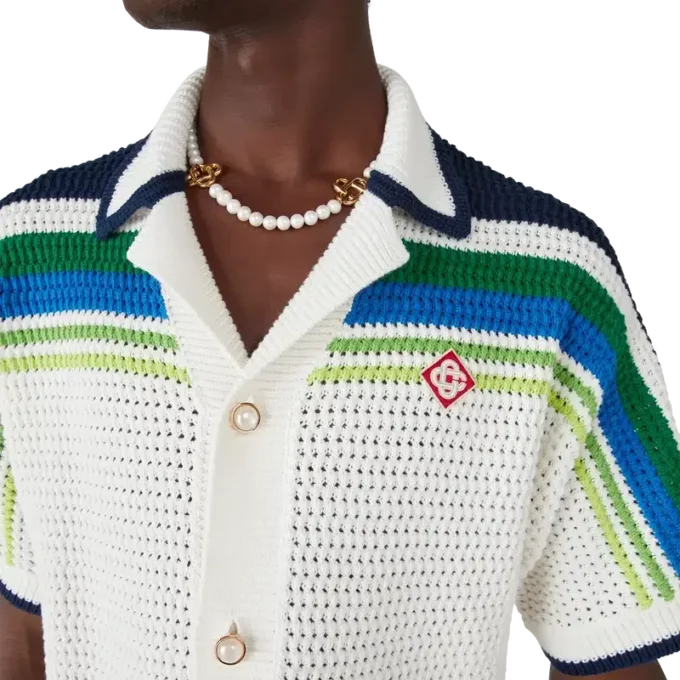 Stripe Short Sleeve Knitted Shirt Stripe Short Sleeve Knitted Shirt