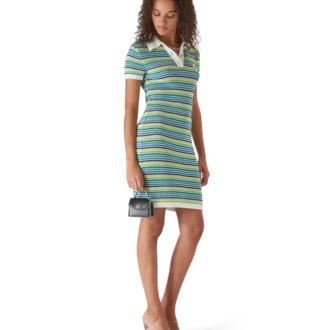Stripe Short Sleeve Midi Dress
