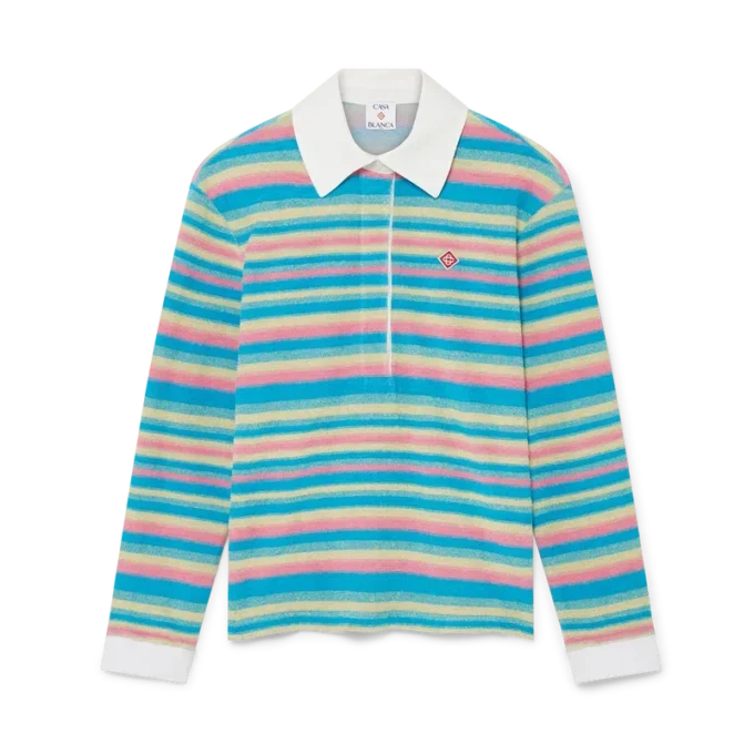 Stripe Towelling Polo Shirt Stripe Towelling Polo Shirt