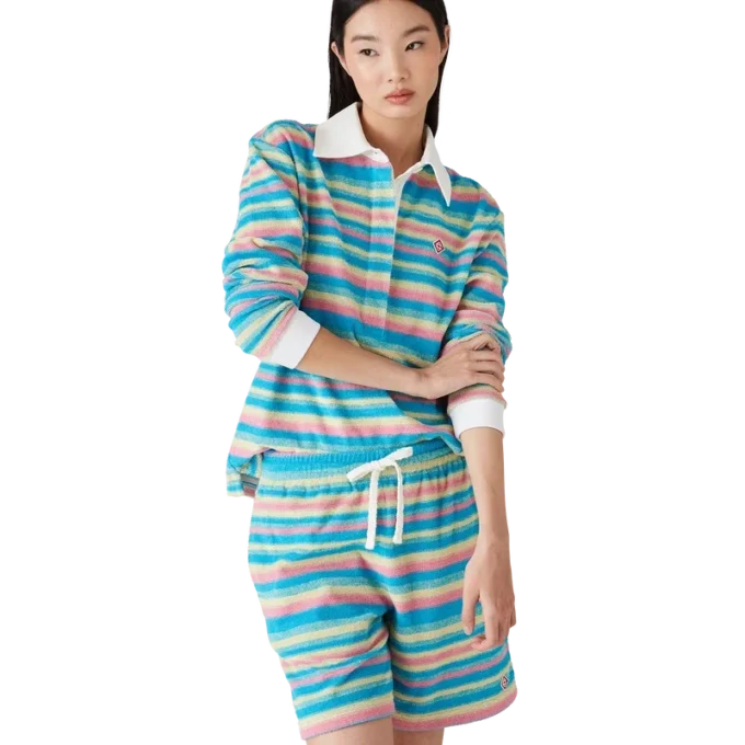 Stripe Towelling Polo Shirt Stripe Towelling Polo Shirt