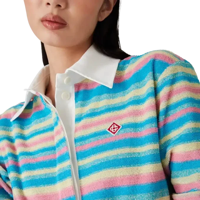 Stripe Towelling Polo Shirt Stripe Towelling Polo Shirt