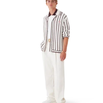 Striped Cotton Crochet Shirt