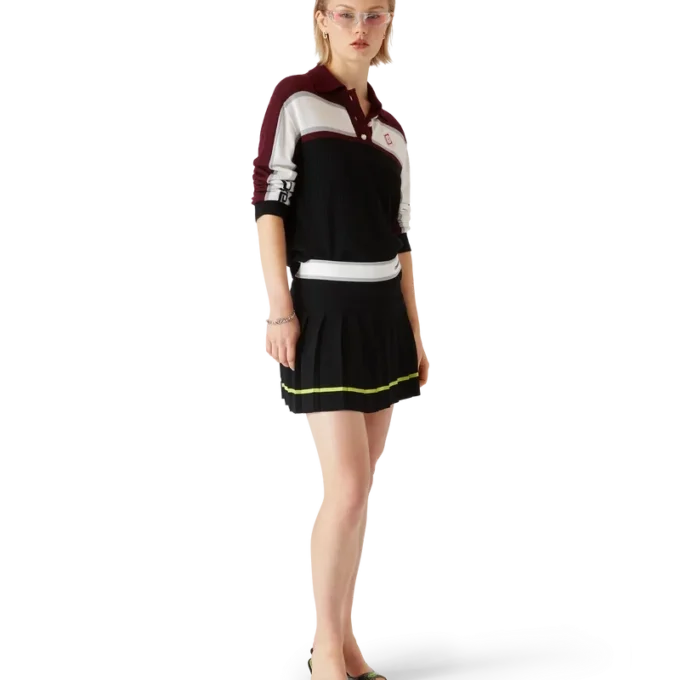 Striped Oversized Long Sleeve Polo Shirt