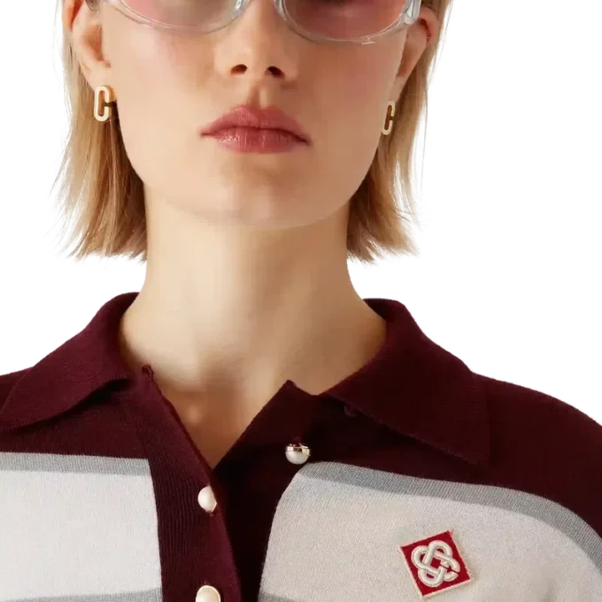 Striped Oversized Long Sleeve Polo Shirt