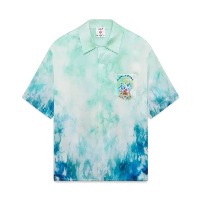 Surf Lotus Short Sleeve Silk Shirt