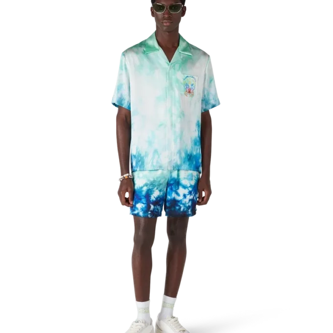 Surf Lotus Short Sleeve Silk Shirt