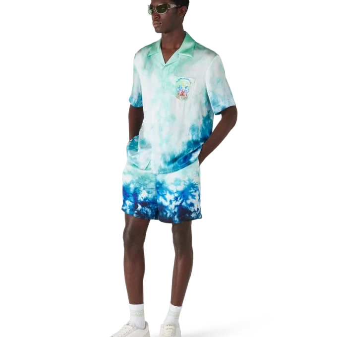 Surf Lotus Short Sleeve Silk Shirt