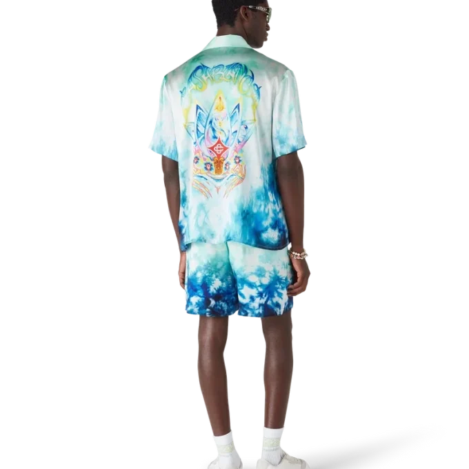Surf Lotus Short Sleeve Silk Shirt