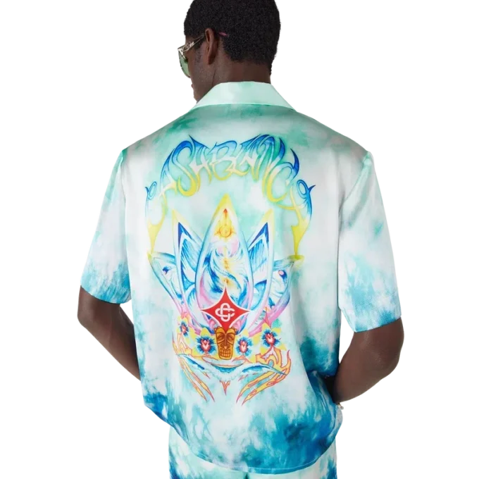 Surf Lotus Short Sleeve Silk Shirt