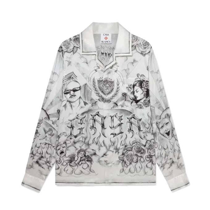 Tattoo Long Sleeve Silk Shirt