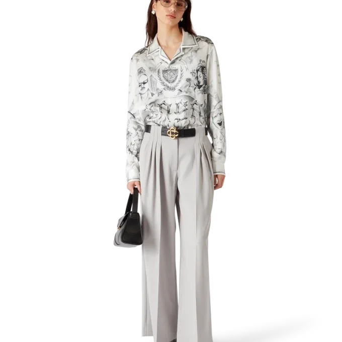 Tattoo Long Sleeve Silk Shirt
