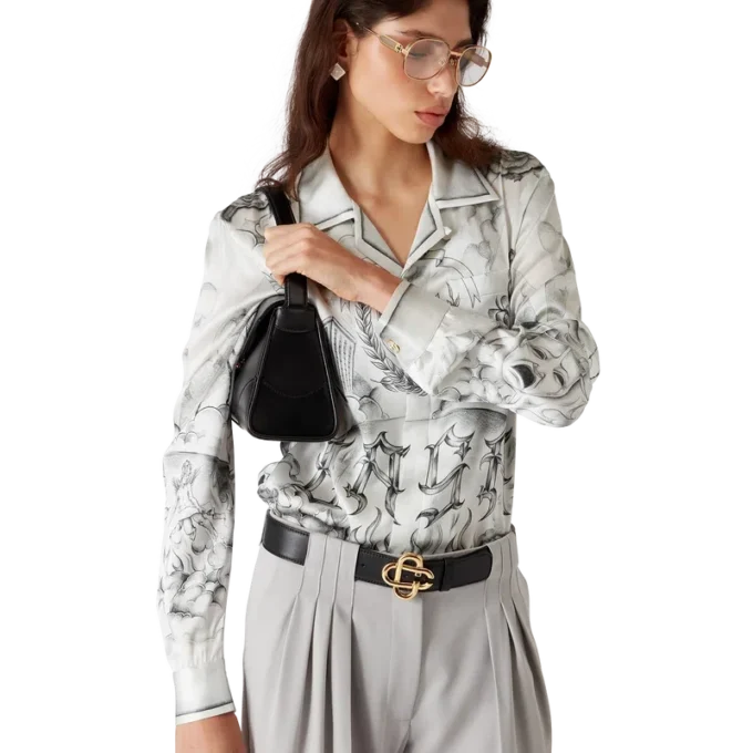 Tattoo Long Sleeve Silk Shirt