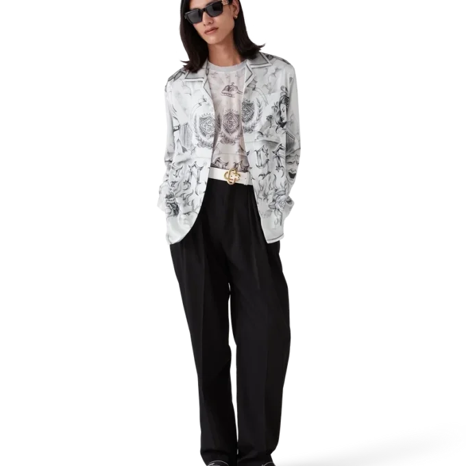Tattoo Long Sleeve Silk Shirt