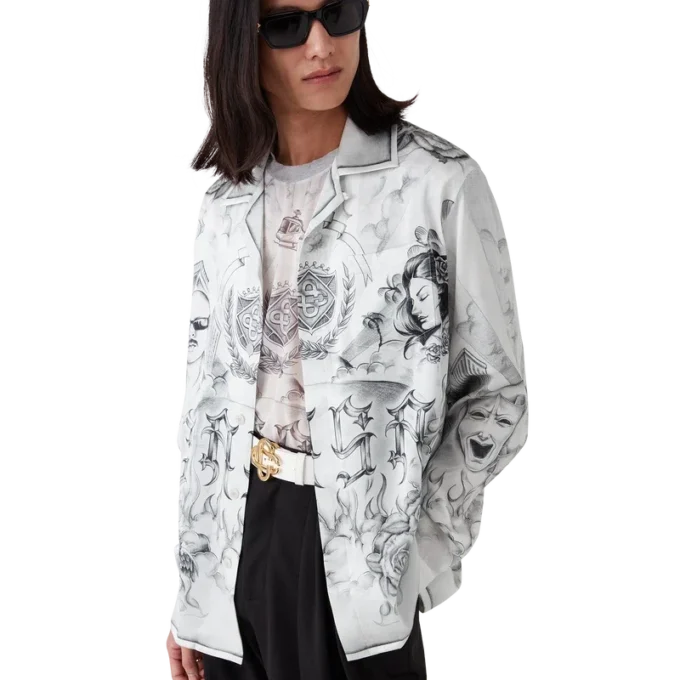 Tattoo Long Sleeve Silk Shirt