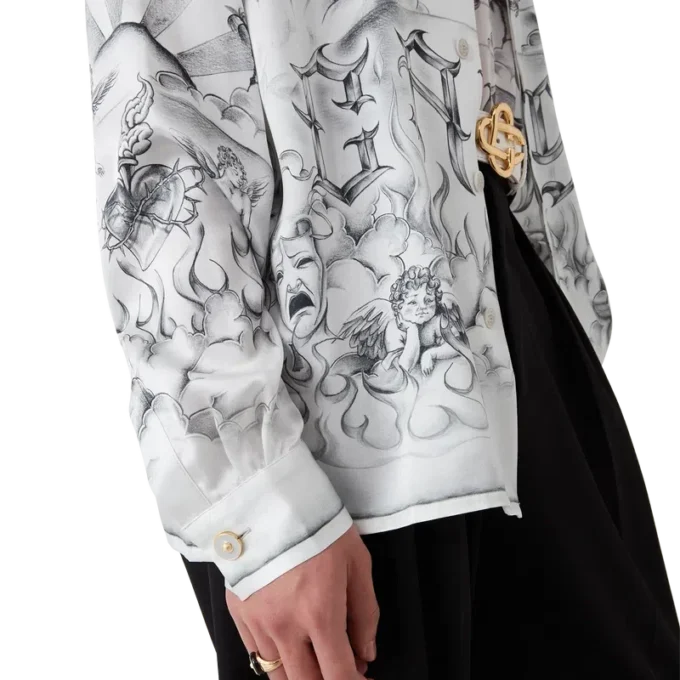 Tattoo Long Sleeve Silk Shirt