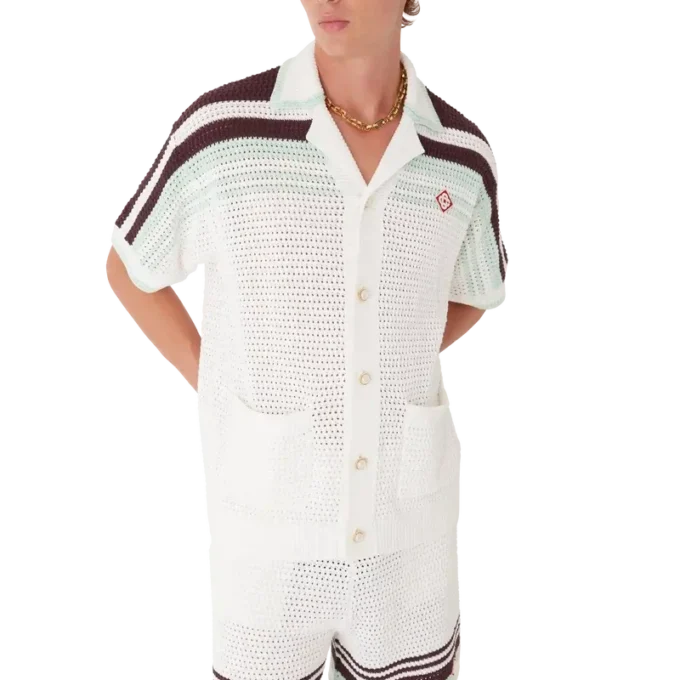 Tennis Cotton Crochet Short Sleeve Shirt Tennis Cotton Crochet Short Sleeve Shirt