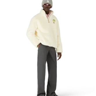 Tennis Mascot Quarter Zip Faux Fur Jacket