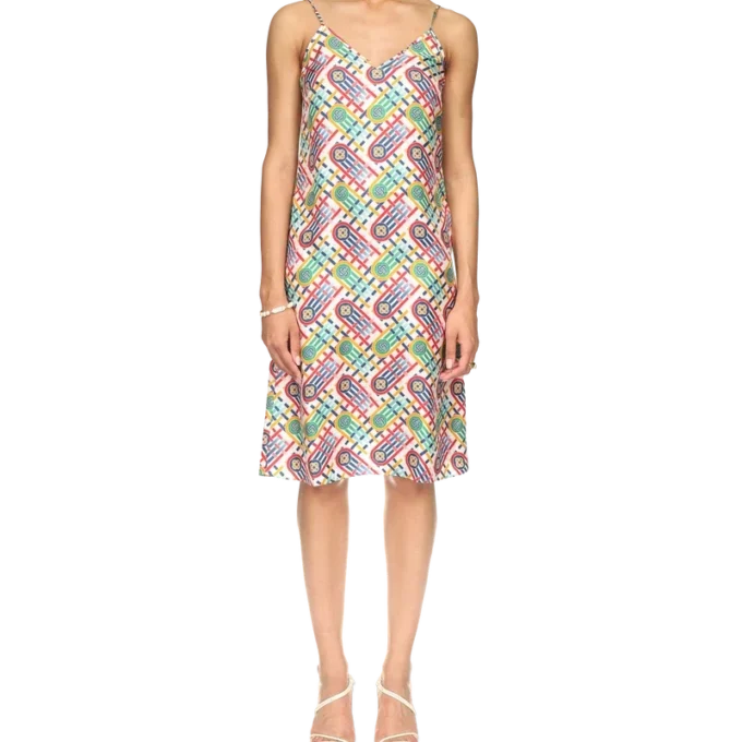 Tennis Monogram Silk Slip Dress Tennis Monogram Silk Slip Dress