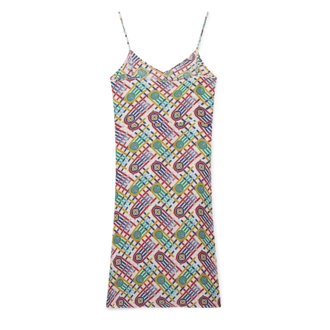 Tennis Monogram Silk Slip Dress Tennis Monogram Silk Slip Dress