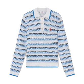 Tuck Stitch Long Sleeve Polo Shirt