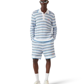 Tuck Stitch Long Sleeve Polo Shirt