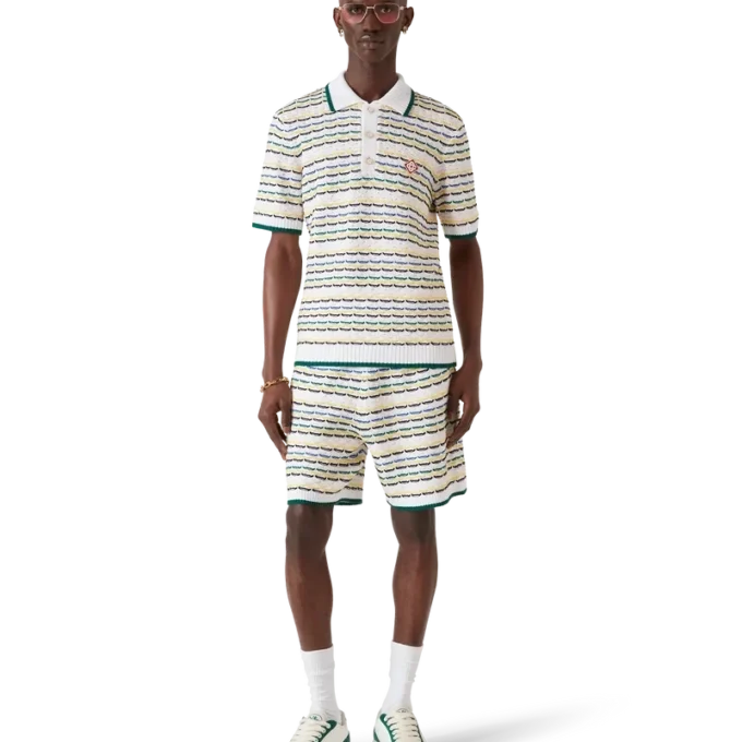 Tuck Stitch Short Sleeve Polo Shirt