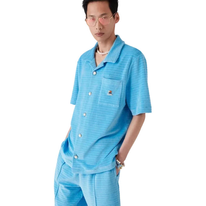 Velour Short Sleeve Stripe Shirt Velour Short Sleeve Stripe Shirt
