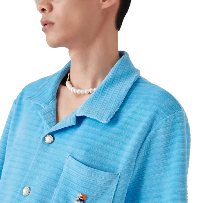 Velour Short Sleeve Stripe Shirt Velour Short Sleeve Stripe Shirt