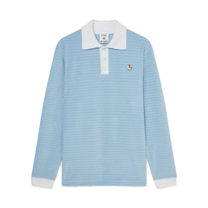 Velour Stripe Polo Shirt