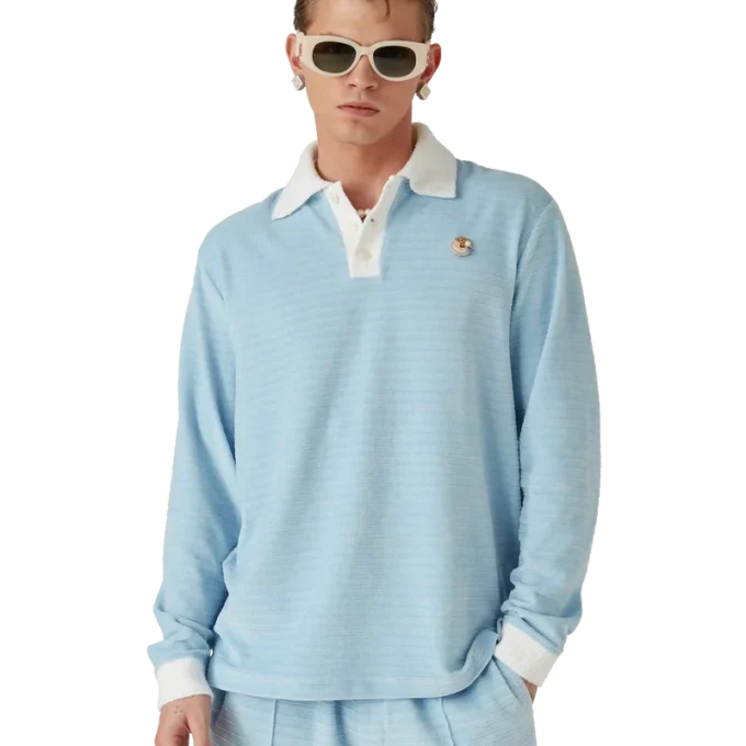 Velour Stripe Polo Shirt