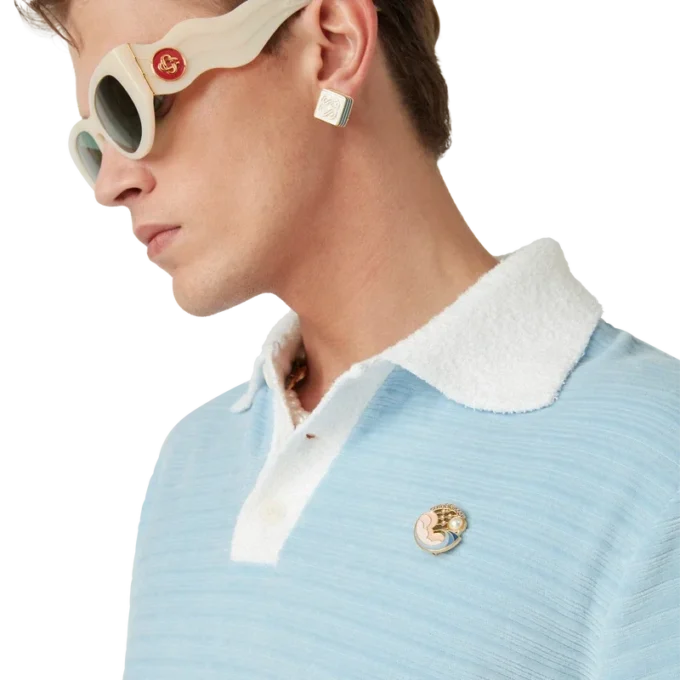 Velour Stripe Polo Shirt