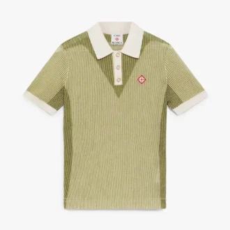 Vertical Stripe Short Sleeve Polo Shirt