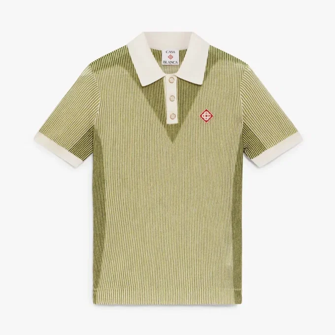Vertical Stripe Short Sleeve Polo Shirt