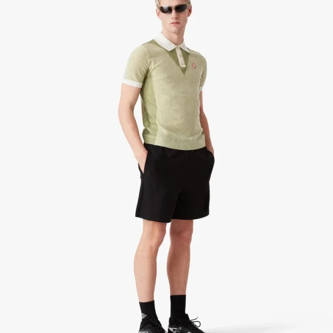 Vertical Stripe Short Sleeve Polo Shirt