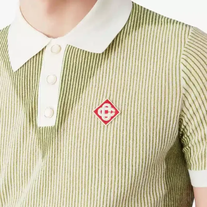 Vertical Stripe Short Sleeve Polo Shirt