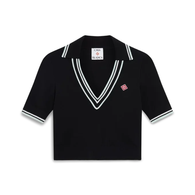 Viscose V-Neck Polo Shirt