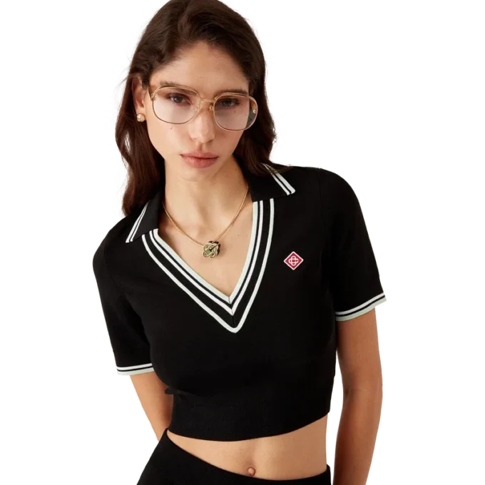Viscose V-Neck Polo Shirt