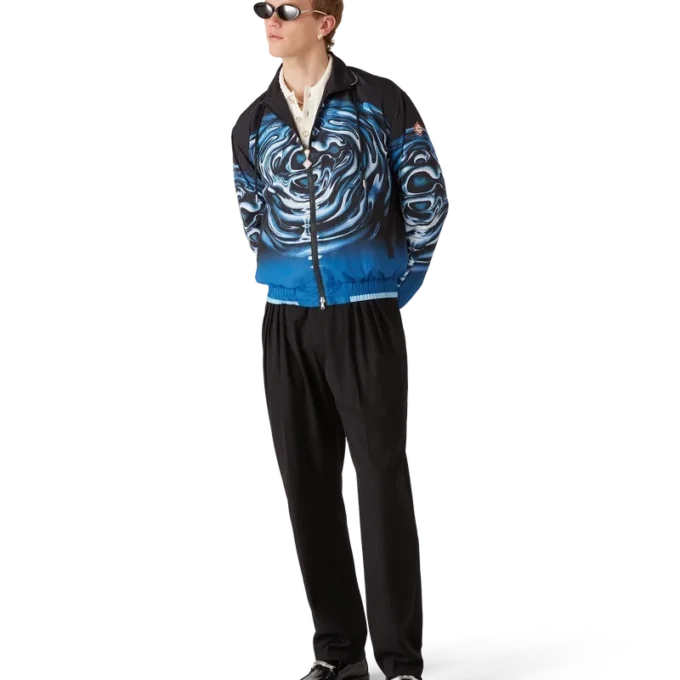 Warped Logo Ripple Windbreaker Jacket