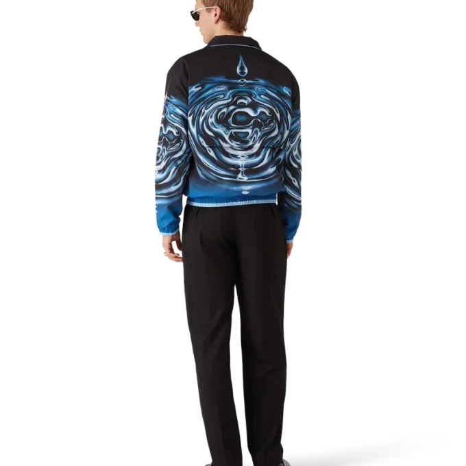 Warped Logo Ripple Windbreaker Jacket