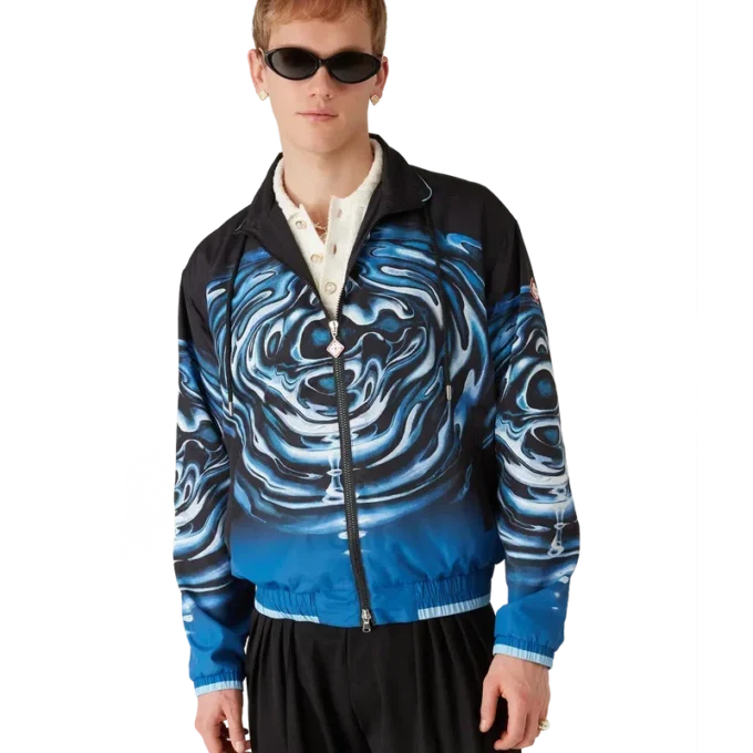 Warped Logo Ripple Windbreaker Jacket