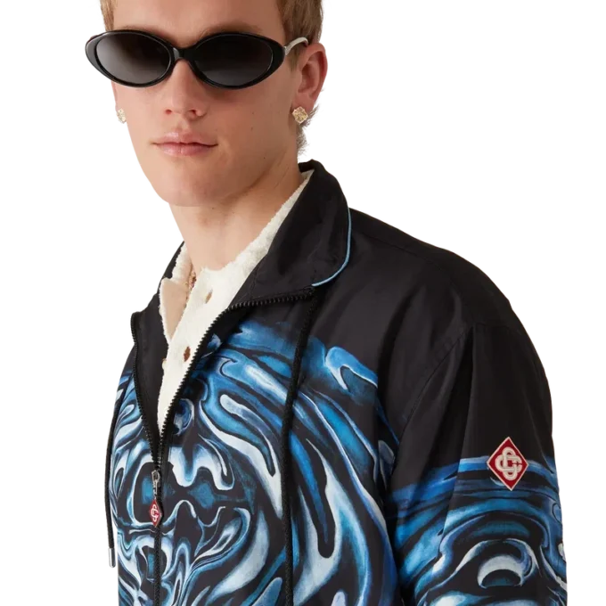 Warped Logo Ripple Windbreaker Jacket