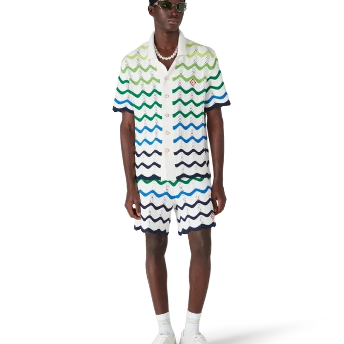 Wave Short Sleeve Knitted Shirt