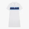 White & Blue Striped Mesh Midi Dress White & Blue Striped Mesh Midi Dress