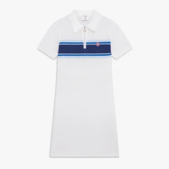 White & Blue Striped Mesh Midi Dress White & Blue Striped Mesh Midi Dress