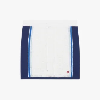 White & Blue Striped Mesh Mini Skirt White & Blue Striped Mesh Mini Skirt