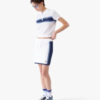 White & Blue Striped Mesh Mini Skirt White & Blue Striped Mesh Mini Skirt