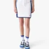 White & Blue Striped Mesh Mini Skirt
