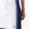 White & Blue Striped Mesh Mini Skirt