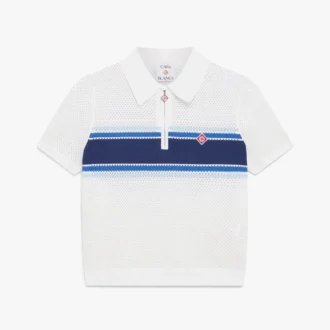 White & Blue Striped Mesh Top White & Blue Striped Mesh Top